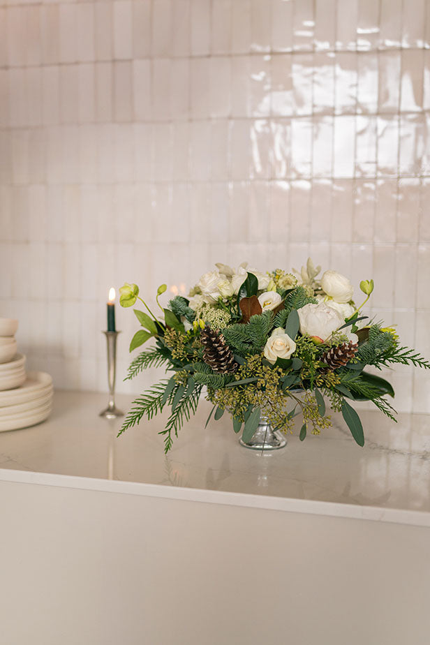 Table centerpiece - wintry white