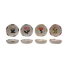 Dinnerware - CC - HAND-PAINTED STONEWARE WITH FLOWER AND RIM