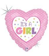 18" MYLAR BALLOON Holographic Packaged Baby Girl Dots