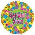 18" Get Well Soon Smiley Faces Balloon